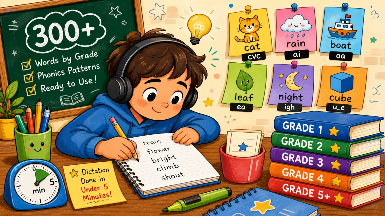 English Dictation Words by Grade: 300+ Words You Can Use Today