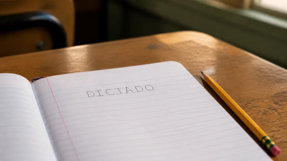 dictadoの綴りを1文字ずつ確認したノート